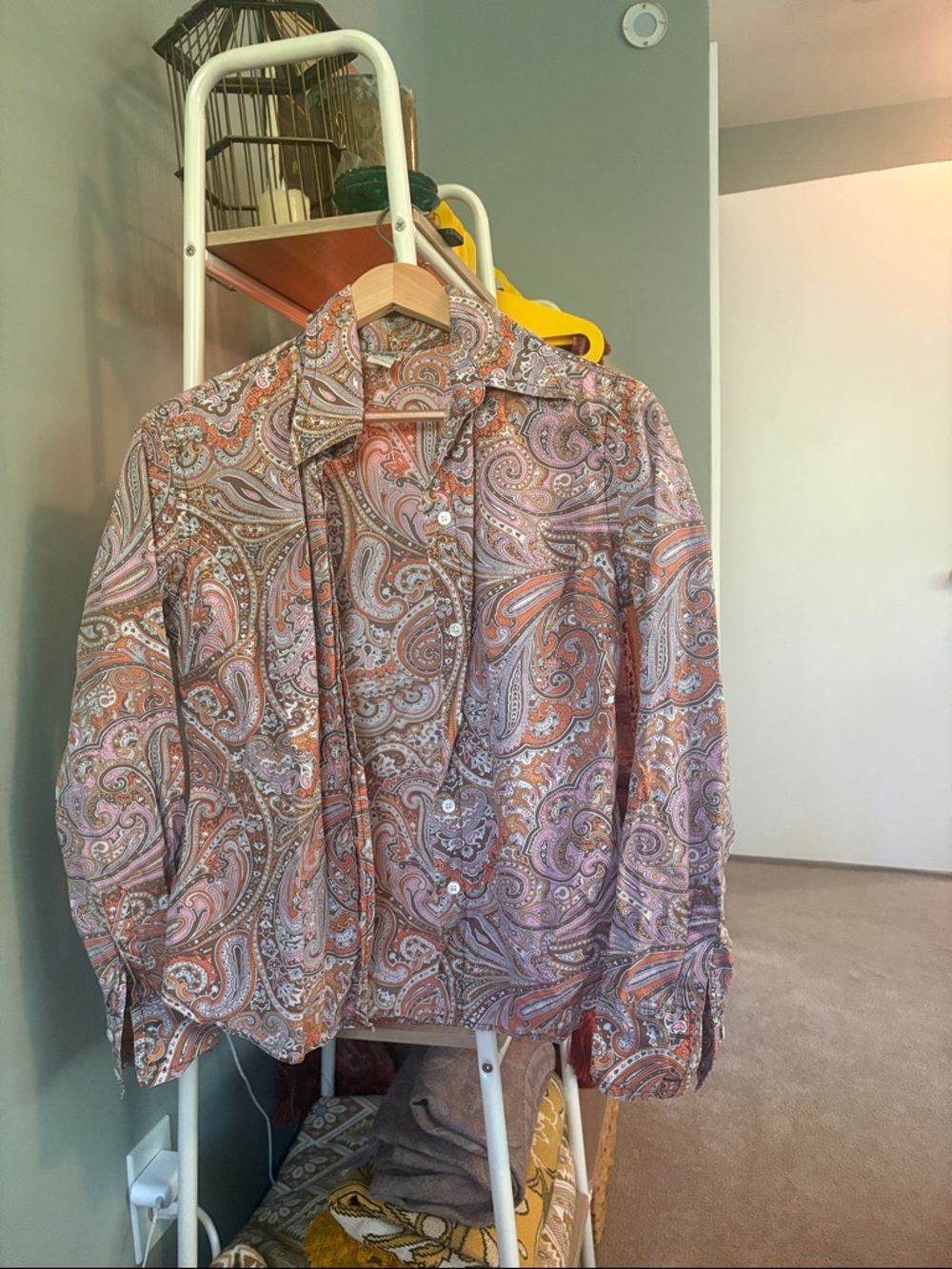 Lucky Brand Paisley Button-Down Shirt in Pink and Brown